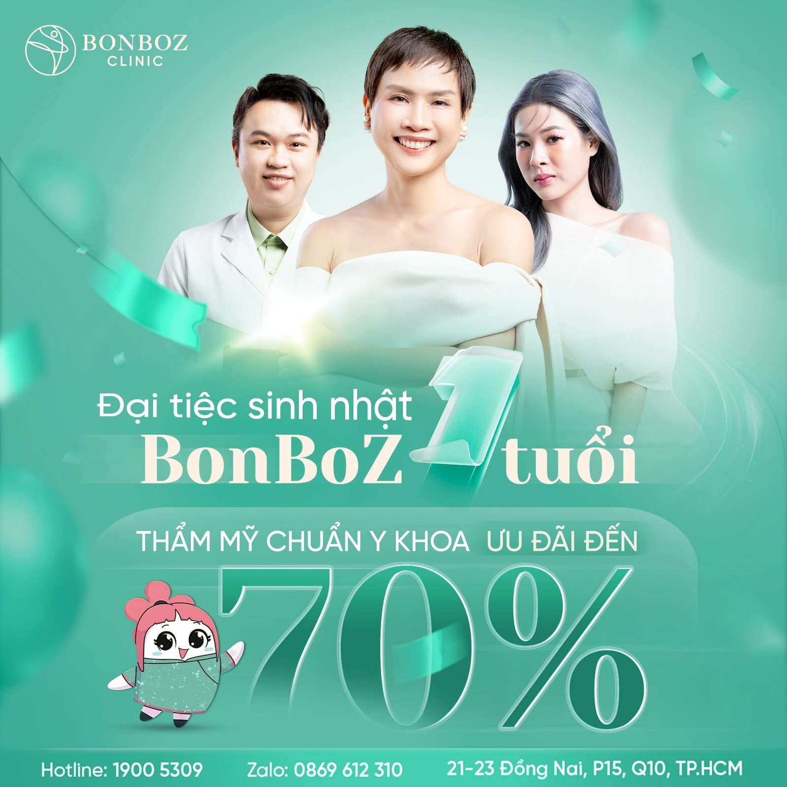 BonBoZ tròn 1 tuổi – Ưu đãi sinh nhật lên đến 70%, trải nghiệm Thẩm mỹ CHUẨN Y KHOA