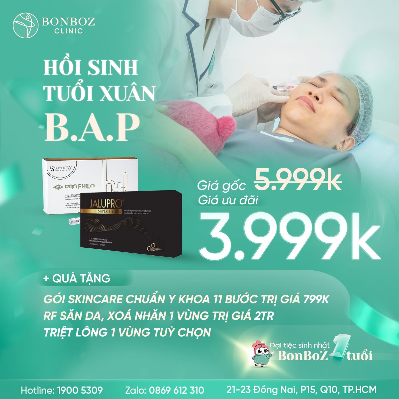 Tiêm B.A.P hồi sinh tuổi xuân với Profhilo/Jalupro