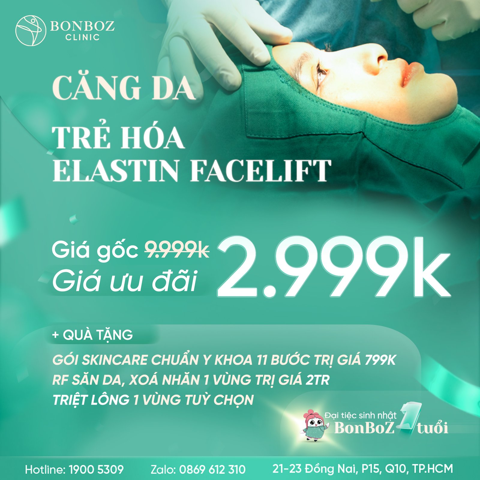 Căng da trẻ hoá Elastin Facelift